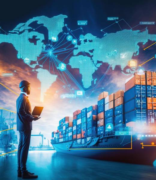 gerente-transporte-logistica-e-ingeniero-verificando-ilustracion-generativa-ia